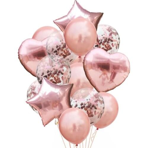 ZLJQ Valentines Day Decoration Rose Gold Heart Foil Helium Balloons Confetti Balloon Wedding Bridal Shower Engagement Party Gift