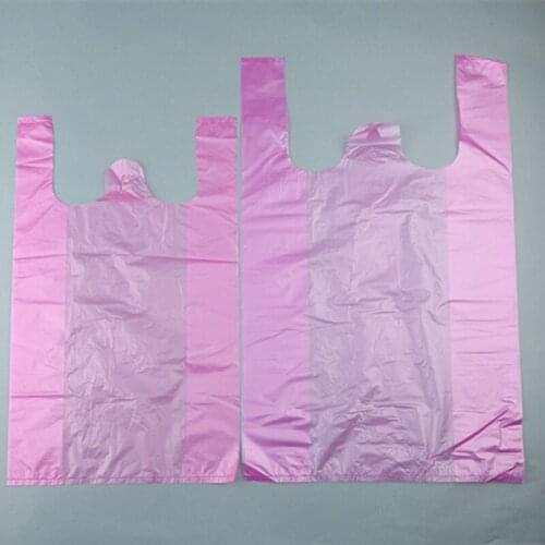 100pcs Pink Plastic Bag Kitchen Clean Garbage Bag Thickened Vest Bag Supermarket Grocery Gift Shopping Storage Bag with Handle