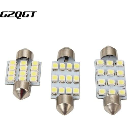 100X Car Light C5W 12 SMD LED 100Pcs 31mm 36mm 39mm 41mm White 3528 1210 12SMD 12LED Festoon Dome Lamp Bulb DC12V Free shipping