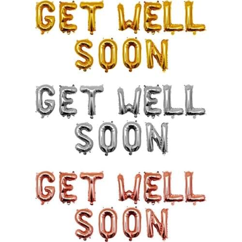 11 Pcs/lot 16inch Rose flower helium ballon get well balloons foil get well ballon get well soon baloes party DIY decorations