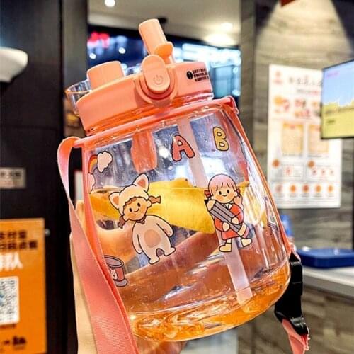 1500ML Sport Water Bottles Portable Straw Sport Plastic Bottle Kettle Large Capacity Fitness Kettle Student Plastic Water Bottle