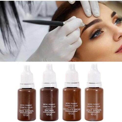 4 colors Permanent Makeup Micro pigments Set BTCH Tattoo Ink Cosmetic 15ml Kit For Tattoo Eyebrow Lip Make up Mixed color