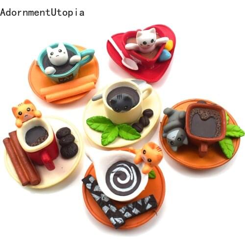 5PCS Cute Cat Figurine Animal Model Home Decor Miniature Fairy Garden Decoration Accessories Modern Bonsai PVC Ornament