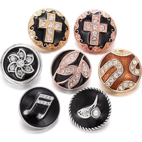 6pcs/lot New Snap Jewelry Vitnage Charms Exotic Flower Cross 18mm Snap Buttons Fit DIY 18mm Snap Bracelet Necklace Jewelry