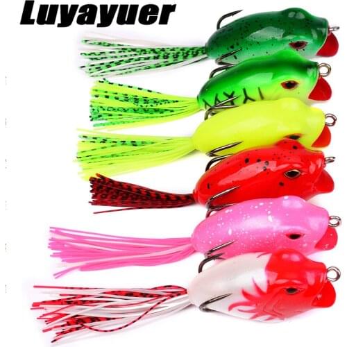 6Pcs Frog Silicone Fishing Lure 16g 6Cm Artificial Rubber Soft Bait 3D Eyes 6 Colors WithTreble Hook Frog Soft Fish Lure