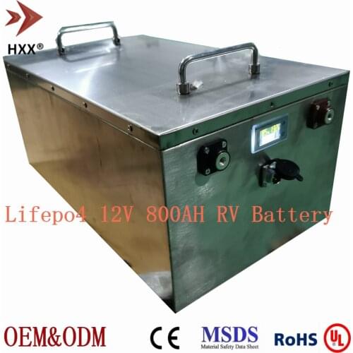 12V 800Ah Lifepo4 Battery 10kw Built BMS 250A Discharge with LCD Deep Cycle free Maintenance for Camper RV Yacht MotorHouse