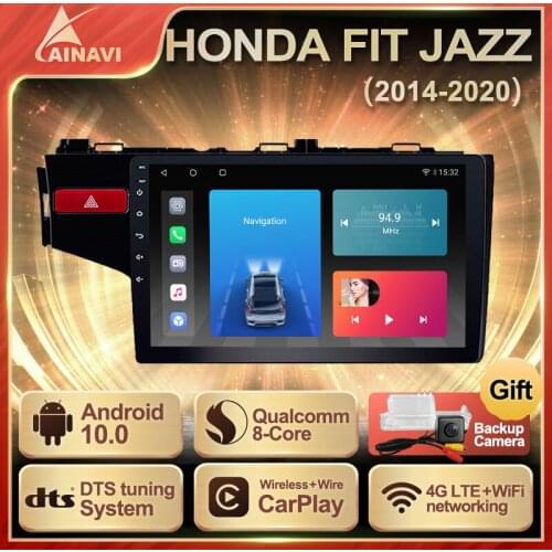 Car Radio Android 10.0 QLED Screen For Honda FIT JAZZ 2014-2020 Auto Stereo Multimedia Player Navigation GPS Carplay No 2din DTS