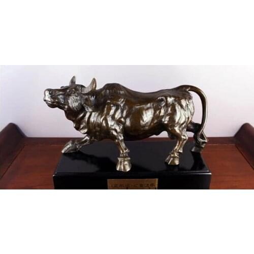 Fast shipping USPS to USA S0969 7 Chinese folk Feng Shui Copper Bronze lucky Zodiac Year Ox Bull Oxen Cow Statue