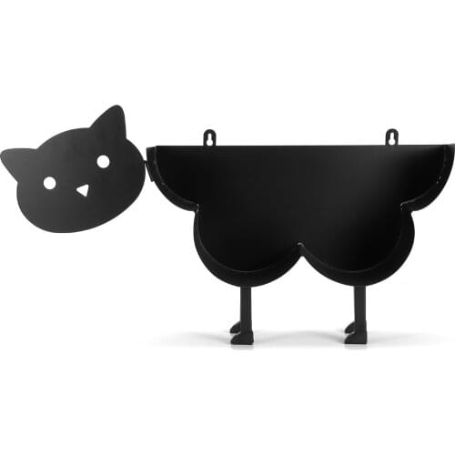 Black Pet Sheep Cat Dog Toilet Roll Holder Paper Bathroom Iron Storage Free-Standing Crafts Ornaments Roll Paper Towel Holder