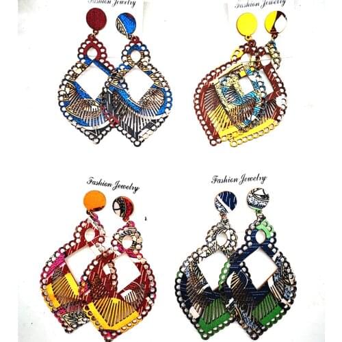 Free Shipping!2021 newest fabric wooden stud earrings can mixed colors