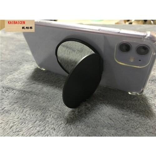 DHL 500pcs/Lot Universal Round Mirror Cell Phone Holder 3M glue UV printing Blank Glass phone case Stand Holder