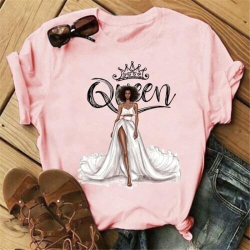 Summer New Fashion Short Sleeve Tshirts Ladies Casual Harajuku Pink Tops Tee Fashion Queen Graphic Printed Women T-Shirt