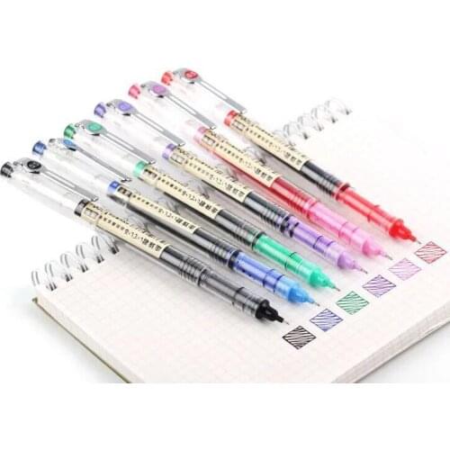 1PC Liquid Ink Roller Gel Pen Black Blue Red Green Purple Ink Quick Dry Needle Tip 0.5mm Colored Gel Pens School Office Supplies