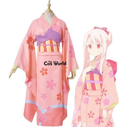 Fate Grand Order Emiya-san Chi no Kyou no Gohan Illyasviel von Einzbern Kimono Yukata Dress Uniform Outfit Cosplay Costumes