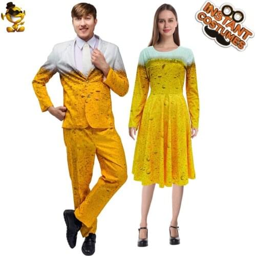 Men And Women Oktoberfest Costume Suit Role Play Party Yellow Oktoberfest Dress Women Men Beer Suit Clothes Fuuny Couples Costu