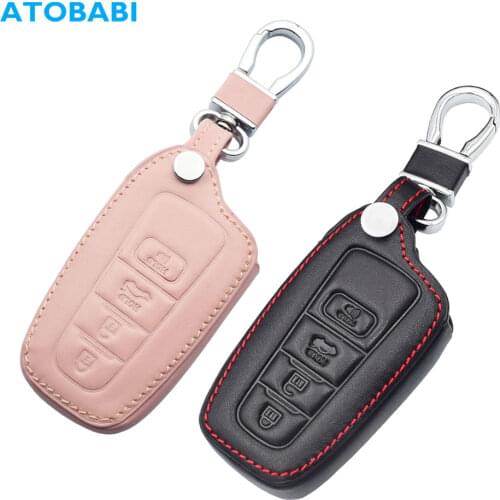 Leather Car Key Case Smart Remote Control Protect Cover For Toyota 2019 2020 2021 RAV4 Camry Corolla Avalon 2018 C-HR Prius GT86