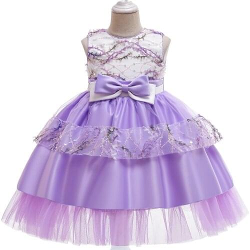 Purple A-Line Lace Commuion Dresses Kid Girls Pegeant Dresses Formal Party Flower Girl Dresses in Stock 4 5 6 8 10 Years