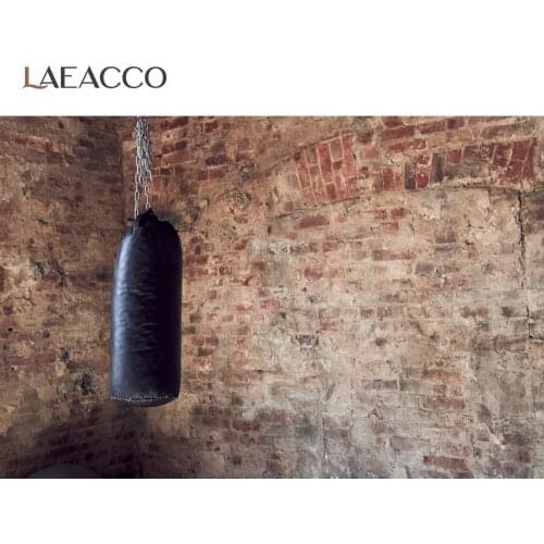 Laeacco Indoor Old Vintage Brick Wall Hanging Sandbag Child Poster Portrait Customized Photo Background Photography Backdrops