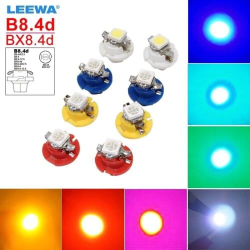 LEEWA 200X Car B8.4d/BX8.4d 5050 SMD Gauge Dashboard LED Light Interior Lamp DC 12V White/Blue/Red/Green/Pink/Ice blue #CA4236
