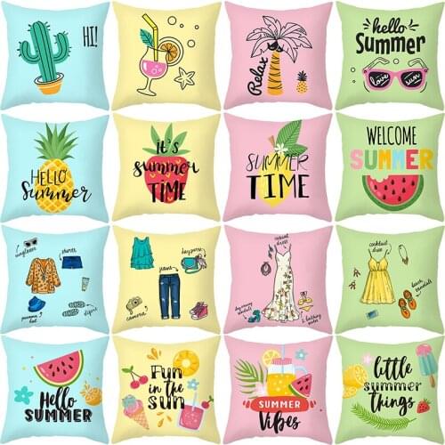 Summer Fruit Cushion Cover Tropical plants Small fresh Decorative Throw Pillows Color Cartoon Pillowcase Sofa Cushions Polyester