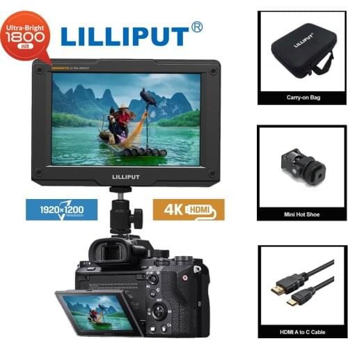 Lilliput H7 7" HD on Camera Monitor 1800nit high brightness field monitor with 4K HDMI for outdoor video dslr monitor