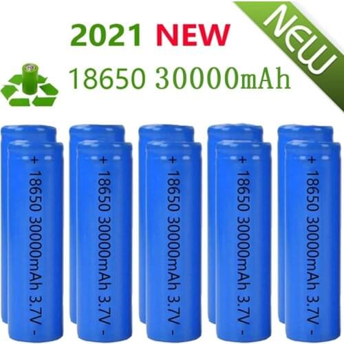 30000mAh 3.7V Li-ion Battery 18650 Li-ion Rechargeable Battery for LED Flashlight/electronic Gadget Cabinet Light Dropshipping