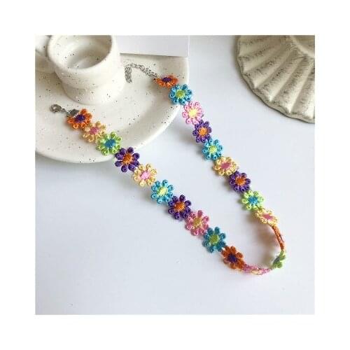 Cute Colour Lace colour Flower exaggerates Necklace for women girl fashion jewelry choker mujer accesorios