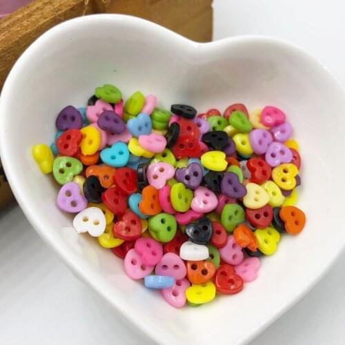 200PCS 6mm Resin Heart Mini Tiny Buttons Craft Sewing Tools Decorative Button Scrapbooking Garment DIY Apparel PT210