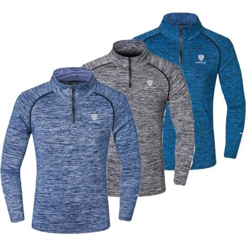 Men Sportwear Long sleeve Fitness Running Trainning Jacket Zipp Collar Sports Tops Quick Dry Coat Winter Autumn Spring