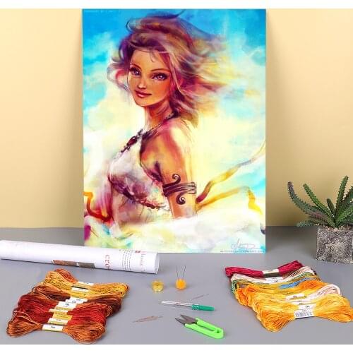 Doodles Printed Canvas 11CT Cross-Stitch Set Embroidery DMC Threads Sewing Hobby Handmade Needlework Gift Counted