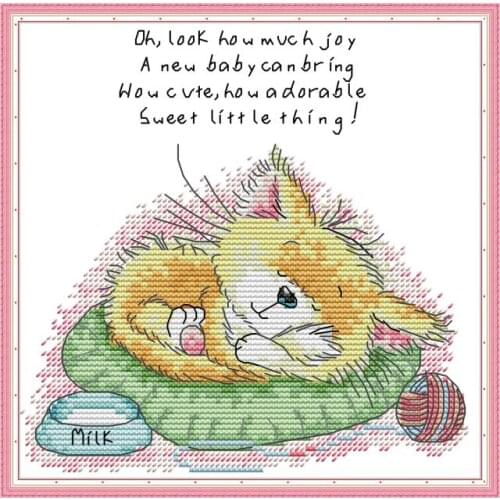 DA527 Cute cat 1cross stitch kit aida 14ct 11ct count print canvas cross stitches needlework embroidery DIY handmade