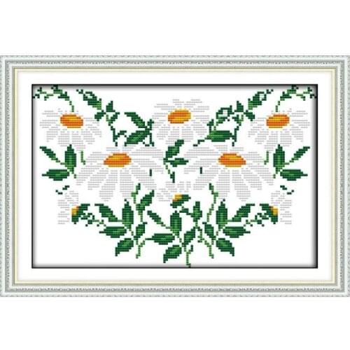 White daisies cross stitch kit DMC color flowers plant 14ct 11ct count print canvas stitches embroidery DIY handmade needlework