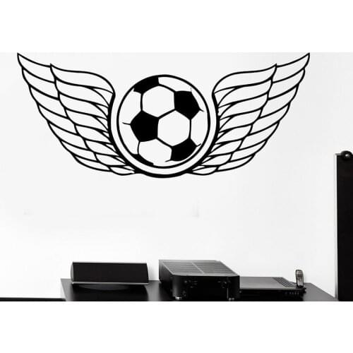 Wall Decal Soccer Wings Football Ball Sport Vinyl Wall Sticker Cool Style Bedroom Stadium Sports Club Interior Decor Mural S1117