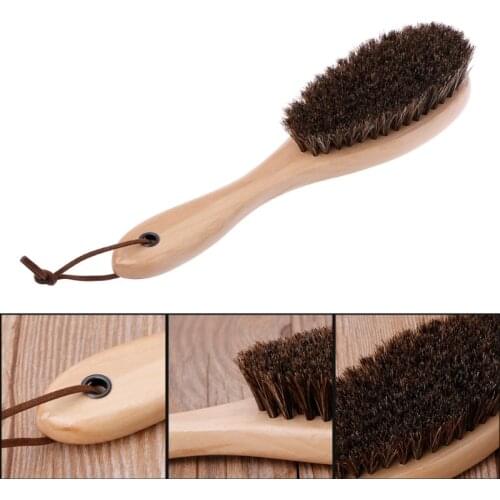 Genuine Horsehair Brush Boot Shoe Shine Cleaner Polish Overcoat Won`t Damage