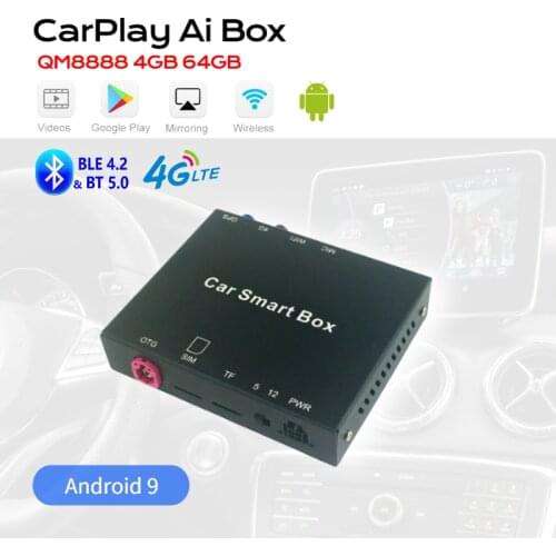 New Carplay Ai Box Android 9 Snapdragon Qualcomm 64GB for Apple CarPlay Wireless Android Auto for Mercedes Audi Volvo Seat