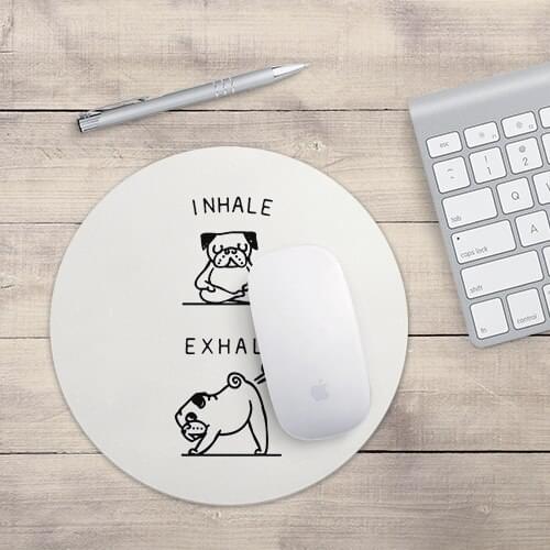Office Computer Desk Mat Table Keyboard Mouse Pad Funny Illustration Pug Dog Practicing Qigong Non-slip Mat Gamer Mousepad Mat