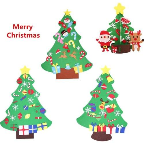 Christmas Decoration DIY Felt Christmas Tree Kids Room Accessories Decoration New Year Gift Wall Hanging Jewelry Childrens Toys