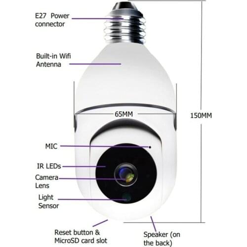 1080P HD 360 Network PTZ Camera Bulb Socket Outdoor Wifi Surveillance Camera with AI Detection and Easy Install for Smart Home
