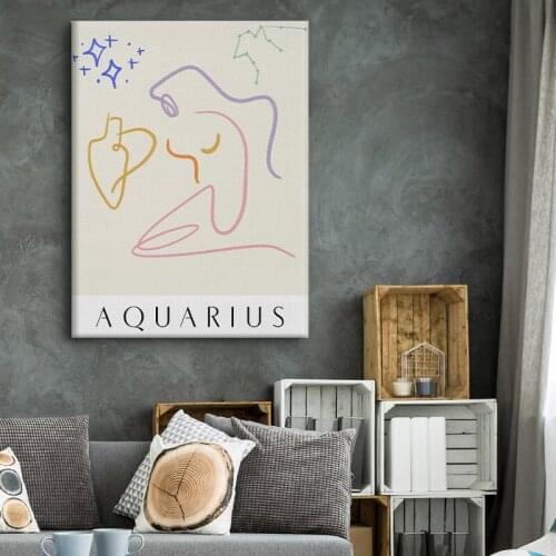Nordic Constellation Wall Art Pisces Zodiac Canvas Painting Poster Print Astrology Sign Minimalist Decoration Picture Home Decor