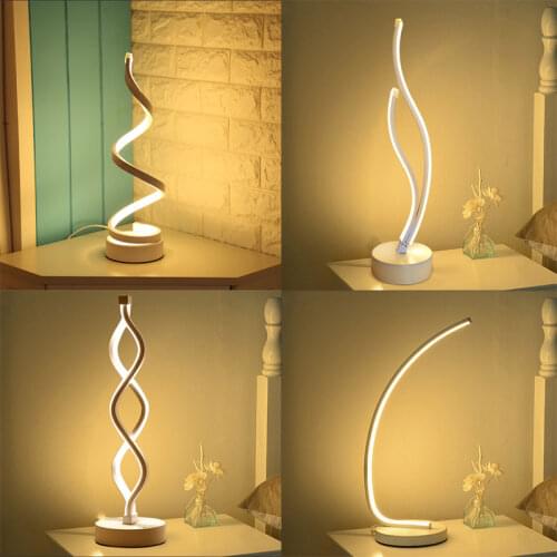 18W Modern LED Table Lamp Energy-Saving Spiral Acrylic Bedside Decorative Lamp Night Light Reading Desk Light for Lighting Decor