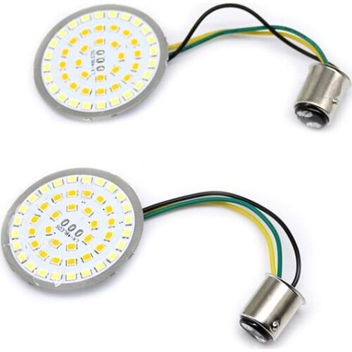 Motorcycle White/Amber Turn Signal Light 1157 LED Inserts For Harley Softail Honda CBR Suzuki Kawasaki Universal