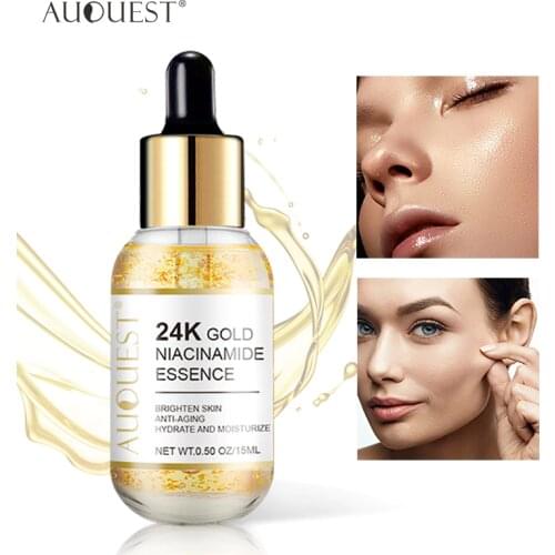 AUQUEST 24k Gold Serum Hyaluronic Acid for Face Moisturizing Whitening Firming Anti Aging Wrinkle Serum Facial Skin Care 15ml