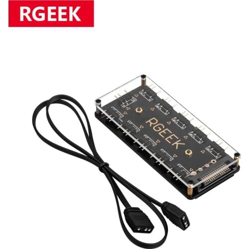 RGEEK 5V 3-pin RGB 10 Hub Splitter SATA Power 3pin ARGB Adapter Extension Cable for ASUS AURA SYNC MSI ASRock RGB LED w/Case