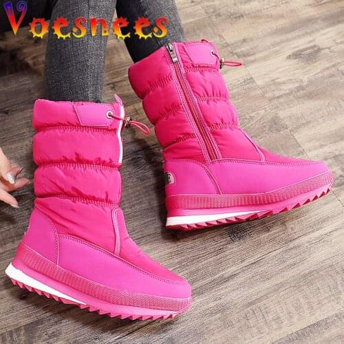 Voesnees Womens Shoes 2020 Winter New Platforms Warm Cotton Boots Women Fashion Thickening Models Mid Tube Non-slip Snow Boots