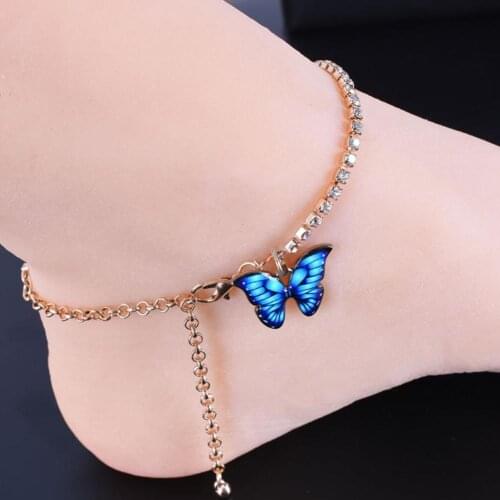 Women Elegant Multicolor Alloy Butterfly Pendant Bracelet Foot Chain Anklet Jewelry Gift Elegant Woman