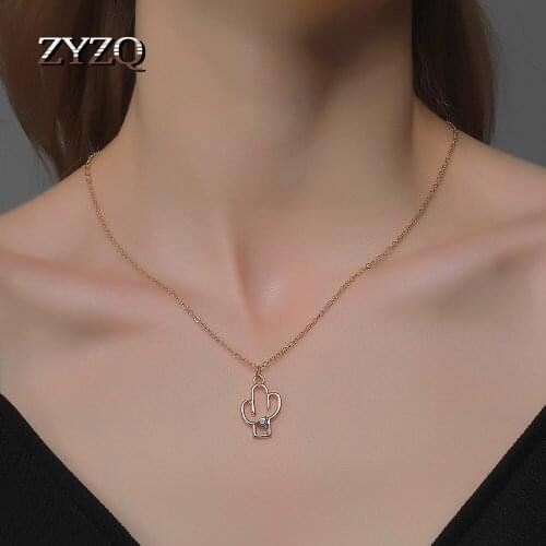 ZYZQ Japanese Simple Cactus Necklace For Women Creative Plant Female Pendant Necklace Cute Students Brincos Jewelry