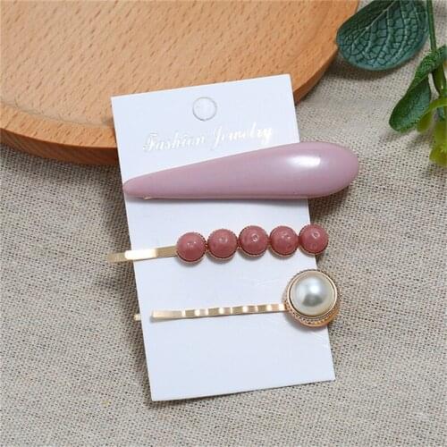 Korean Vintage Imitation Agate Pearls Hairpins Barrettes Simple Bang Clips Hair Clips For Women Girls Handmade Hair Accessories