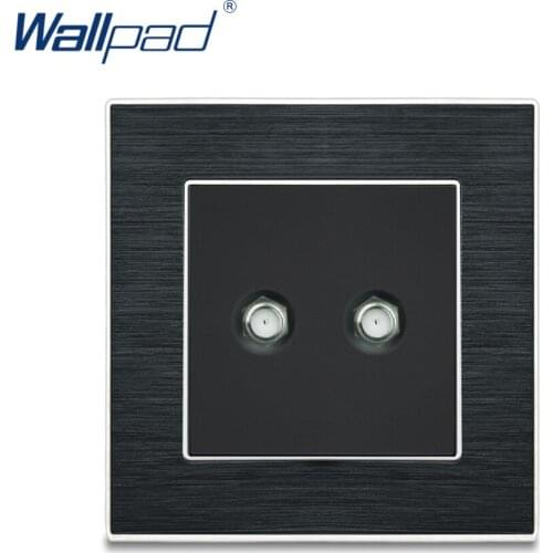 2 Satellite Socket Wallpad Luxury Satin Metal Panel Electric Wall SAT Socket Electrical Outlets For Home