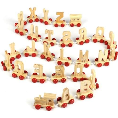26 English Alphabet Trains A-Z Name Combination Personalized Wooden Letters Train Letter Train Children Educational Toys