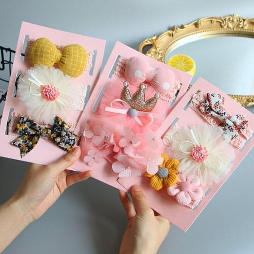 3Pcs Baby Girl Headbands Set Lcace Flower Bow Elastic Hairband Princess Newborn Hair Band Baby Hair Accessories